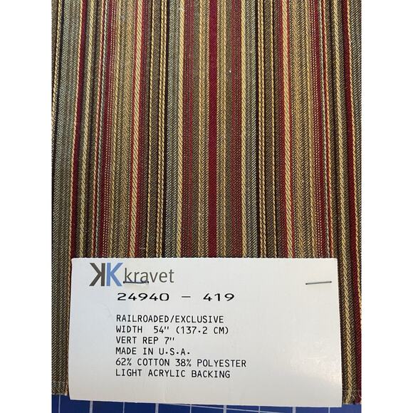 3 Brunschwig Fils Kravet Stripes Coordinate Burnt Orange Brocade Fabric Samples - Picture 4 of 8